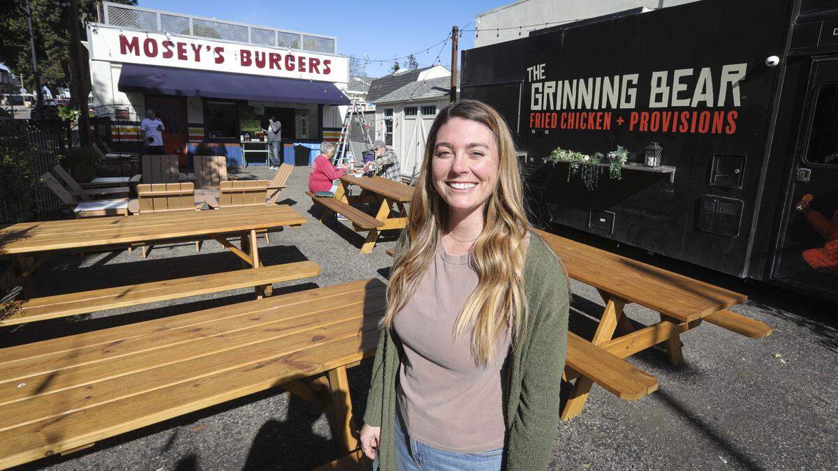 Ellen Sizemore, co-owner Mosey's Burgers on Main St. in Morro Bay, offers smashburgers, seasoned fries fried in talow and onion rings, seen here on Jan. 28, 2026. 