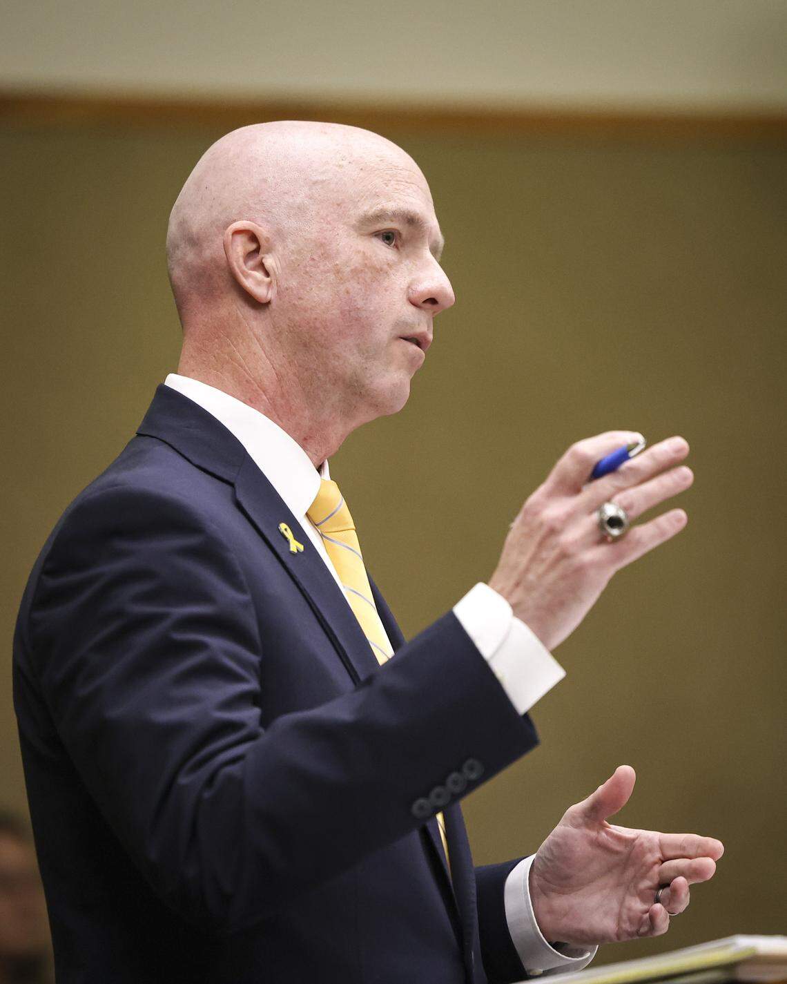 San Luis Obispo County District Attorney Dan Dow speaks at sentencing hearing on Oct. 28, 2025.