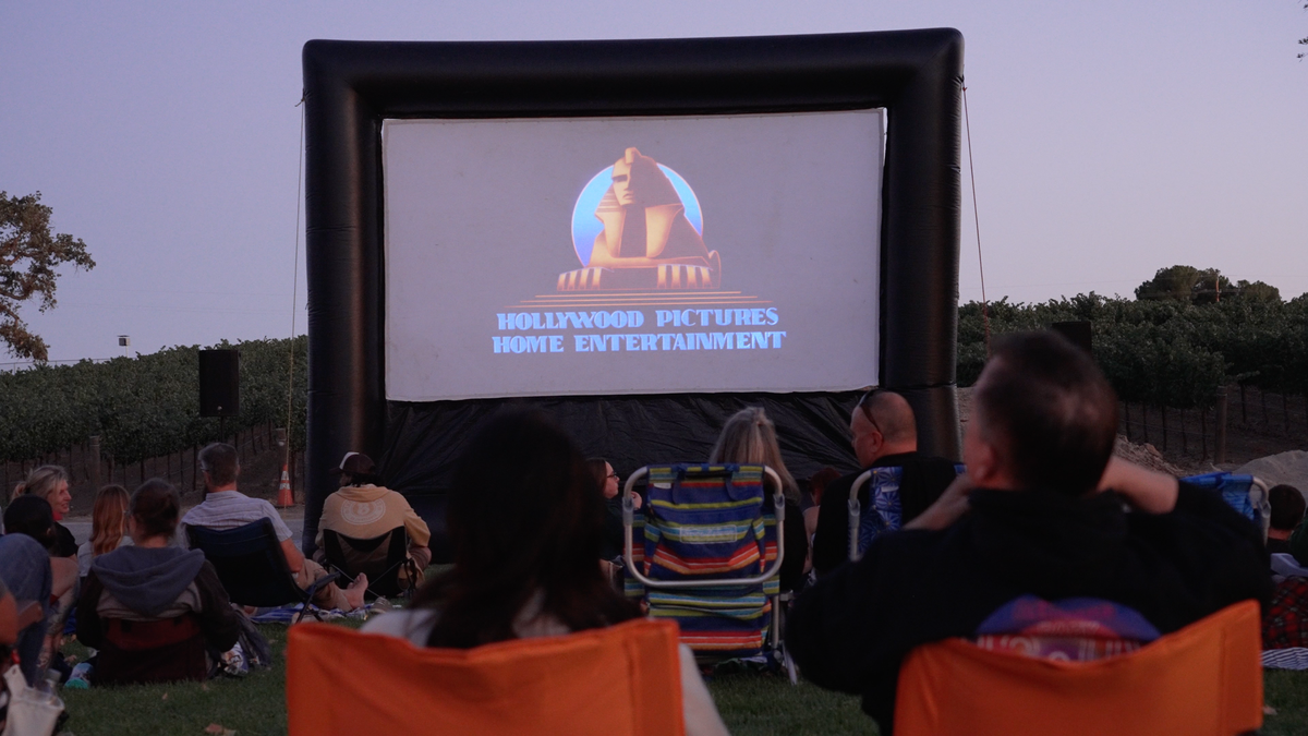 The outdoor inflatable movie screen showed Tombstone at Paso Picture Show’s premiere in Bianchi Winery.
