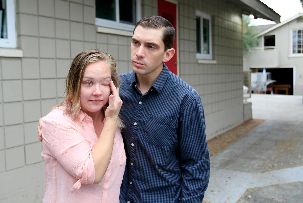 Riley Manford, 27, and her boyfriend, Nick Regalia, 33, talked in September about how their dog Bubbers was shot outside their rental home on the 600 block of Santa Rosa Street in San Luis Obispo.