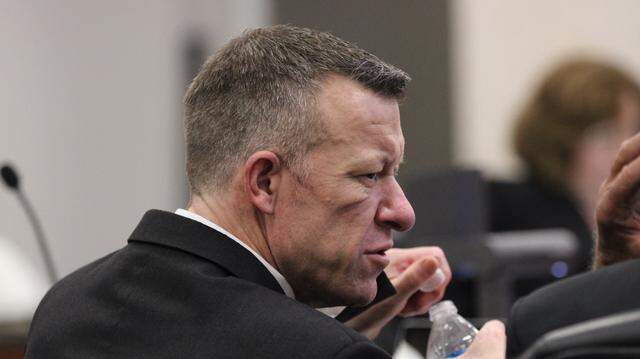 Paul Flores takes a sip of water during the trial against him for the 1996 murder of Kristin Smart in the Monterey County Superior Court in Salinas on August 16, 2022.