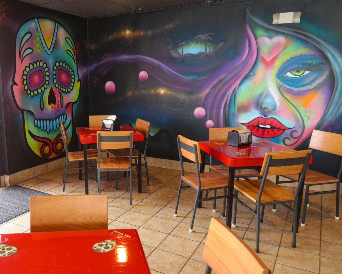 Tito’s Red Tacos features unique graffiti art by an artist from Fresno.