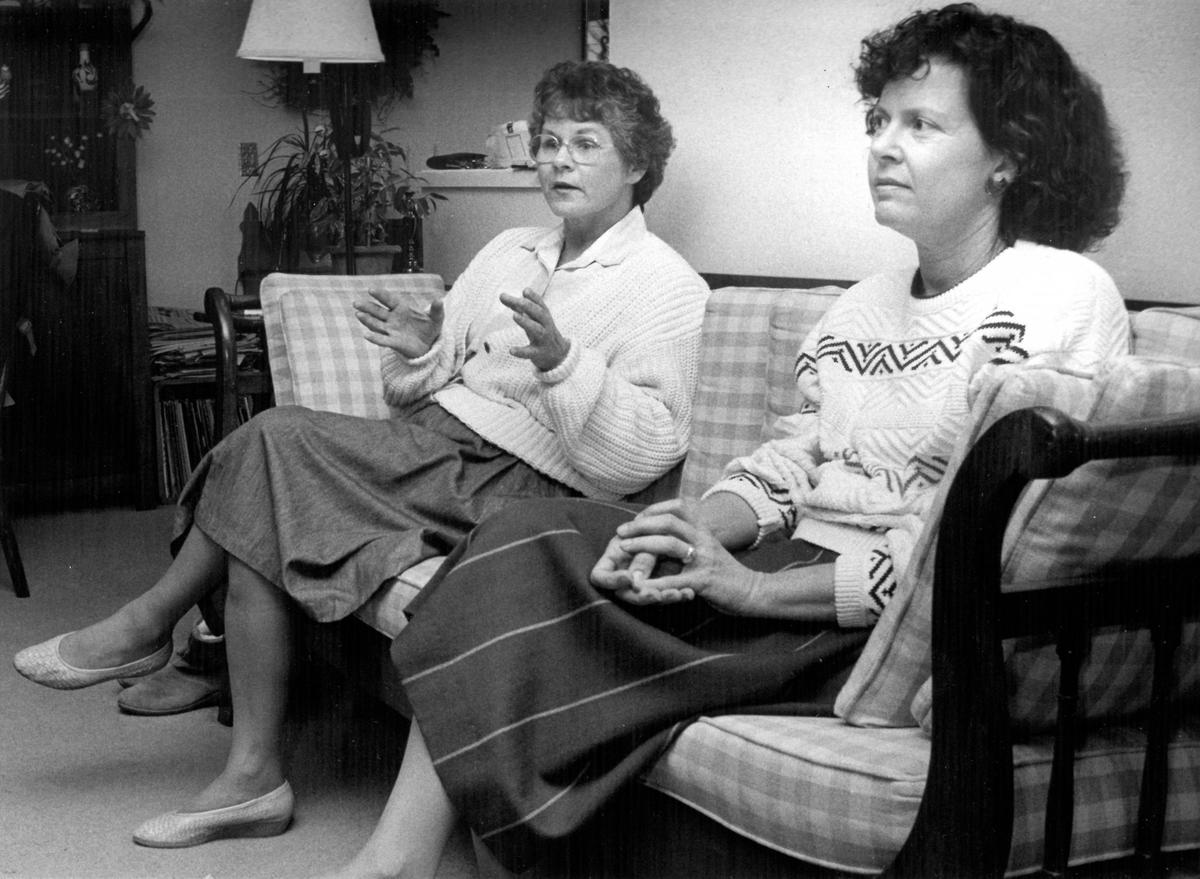 Nancy Culver, left, and Jacquelyn Wheeler of Mothers for Peace among the leaders of the local anti-war effort in January 1991.