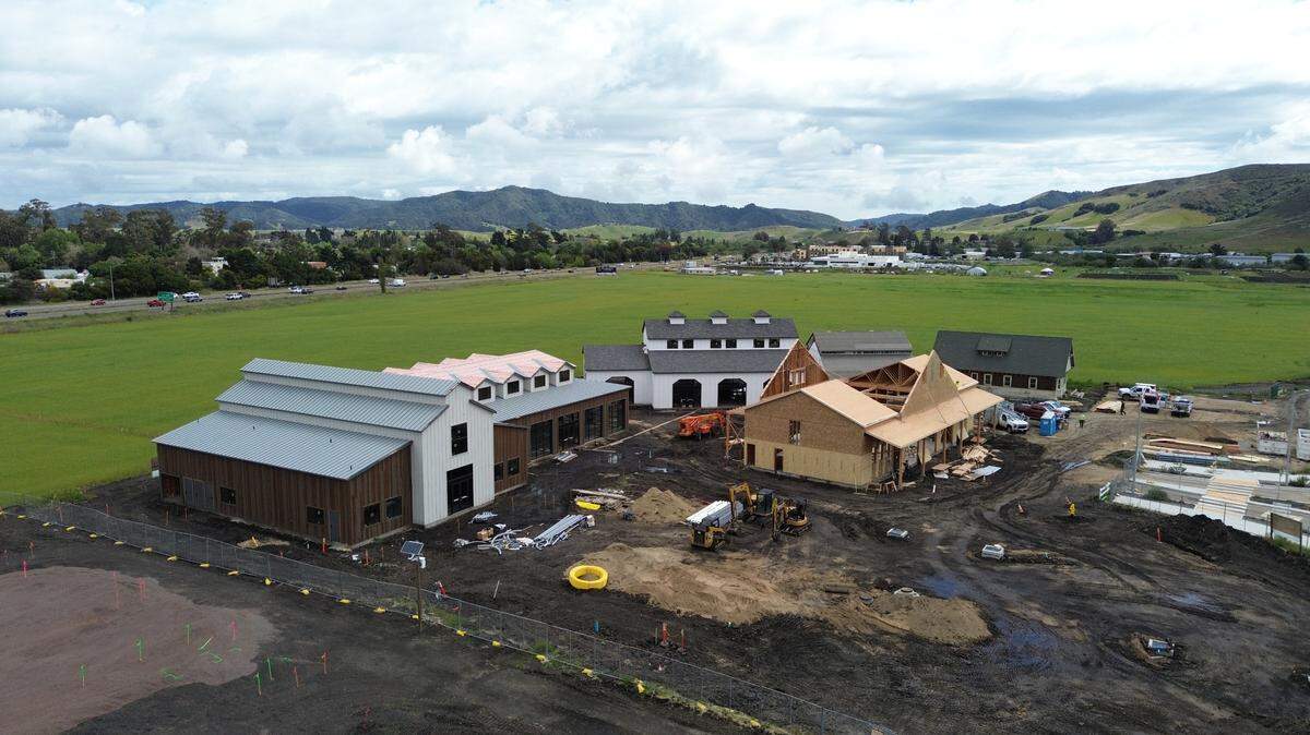 Construction is proceeding at the SLO Ranch Farms and Marketplace at the San Luis Ranch housing development in San Luis Obispo. It will feature an ice cream shop, a brewery, a coffeehouse and other tenants and is set for a 2024 opening.