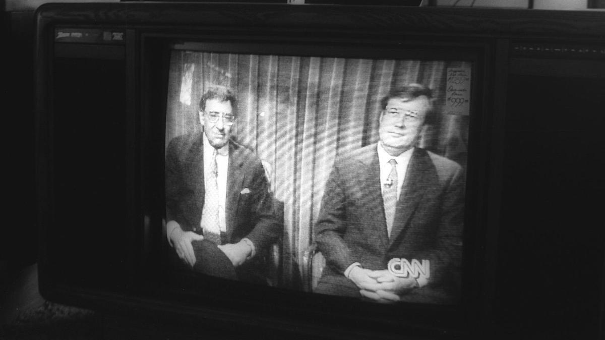 Congressmen Leon Panetta (D-Monterey), left and Bill Thomas (R-Bakersfield) both held powerful chairmanships in the U.S. House of Representatives. Panetta chaired House Budget committee and Thomas the Ways and Means Committee. They appeared on CNN on April 12, 1991.