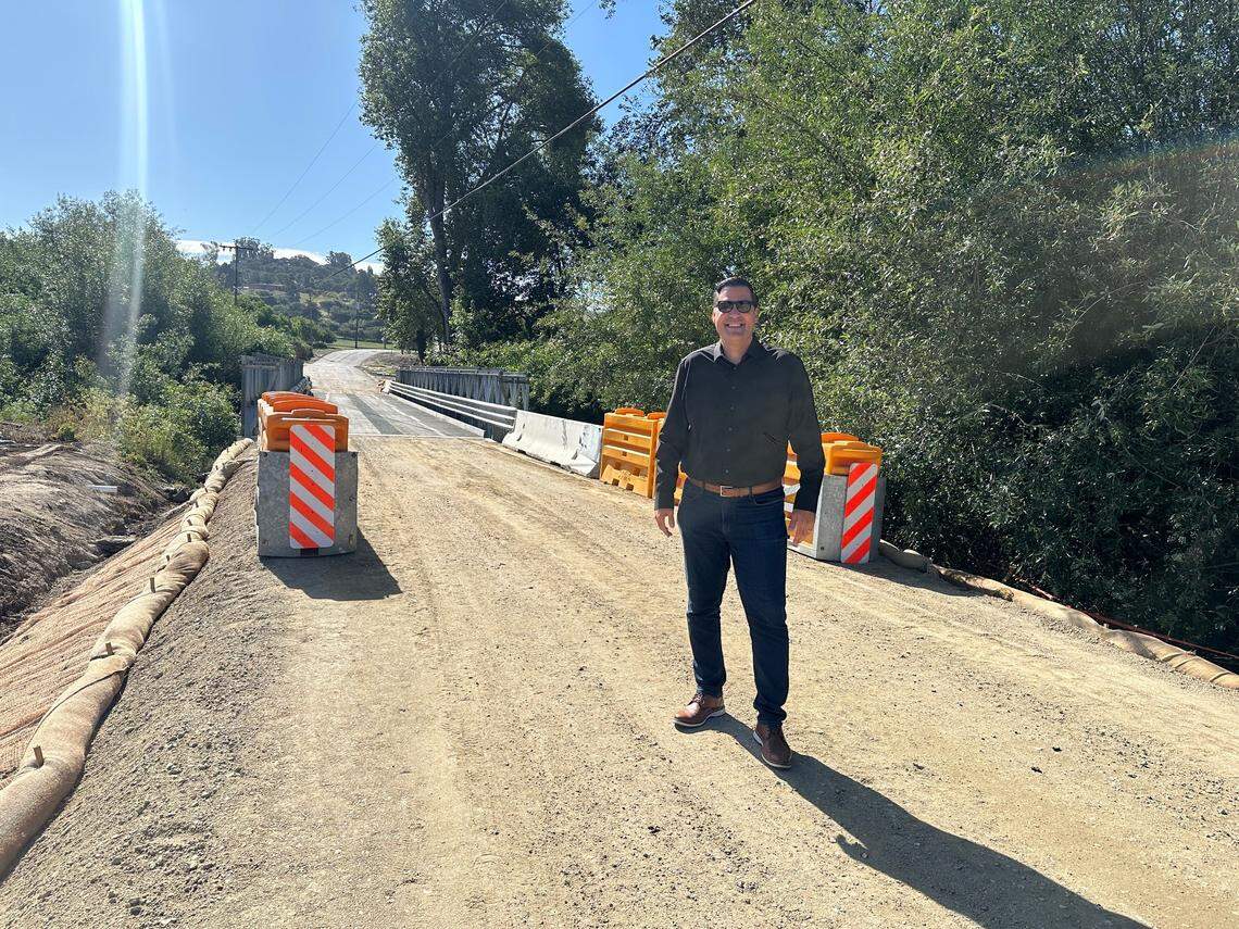 A SLO County road washed out during 2023 storms. Now a temporary bridge replaces it
