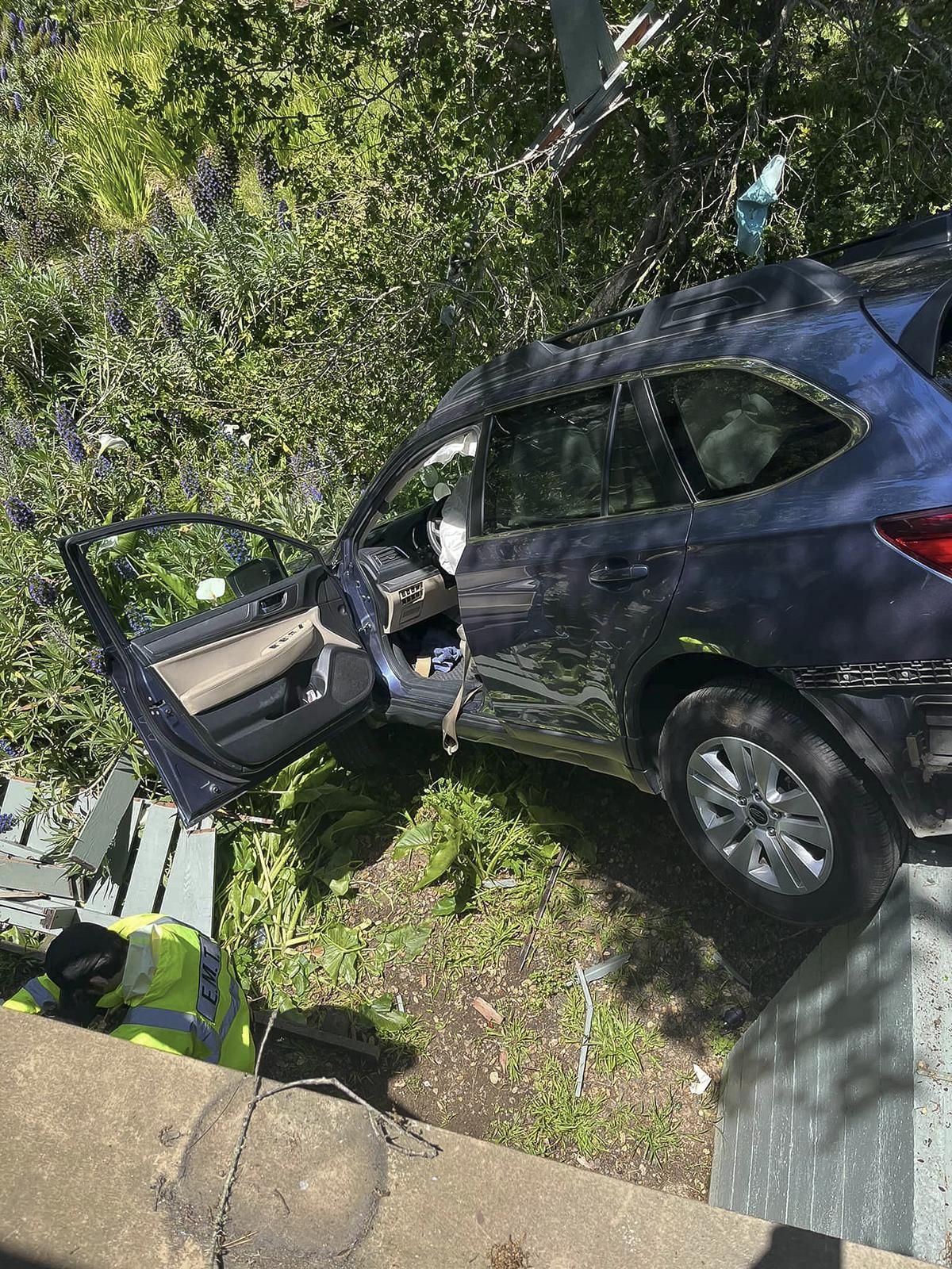 Cambria Fire Department rescue an individual who was driving their blue Subaru Outback down the driveway when they slid down a hill and into a ravine on 1700 block of Bradford Road, Friday, May 13, 2023.