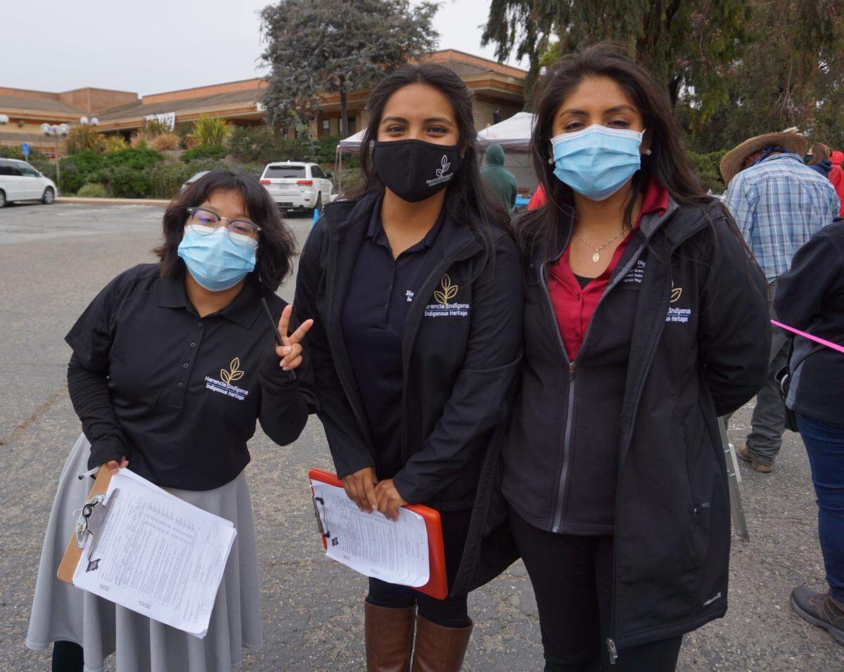 Volunteer interpreters with Promotores Collaborative of San Luis Obispo and Herencia Indígena helped to vaccinate more than 600 San Luis Obispo County agriculture workers in Arroyo Grande on Friday, March 19, 2021.