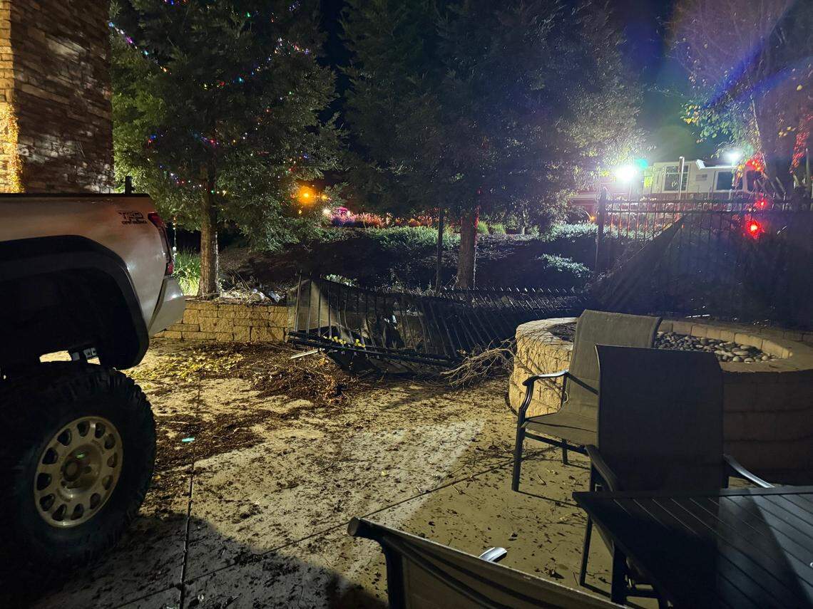 The San Luis Obispo Police Department arrested a driver for suspected driving under the influence after they crashed a pickup truck through a fence and into the patio of SESLOC Credit Union late Monday, Dec. 29, 2025.