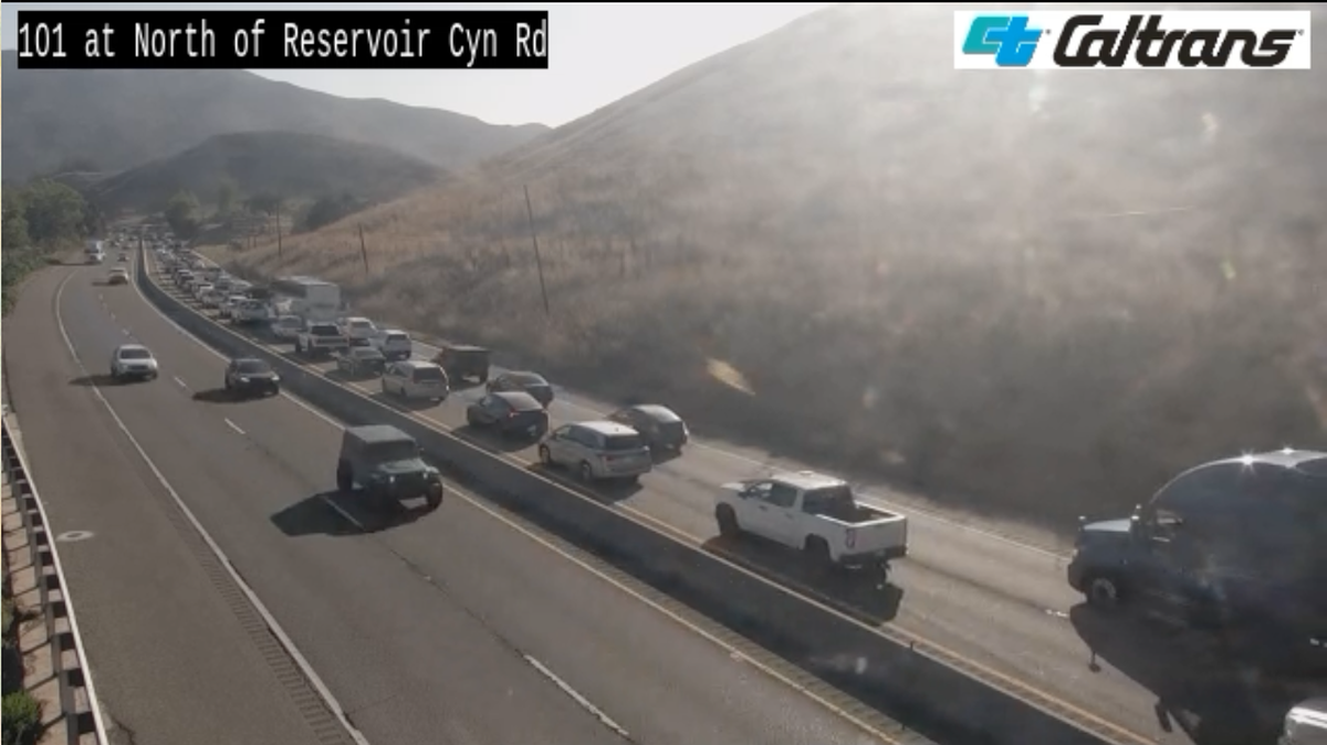 A crash on the southbound side of Highway 101 at the bottom of the Cuesta Grade halted traffic on Wednesday, Oct. 22, 2025.