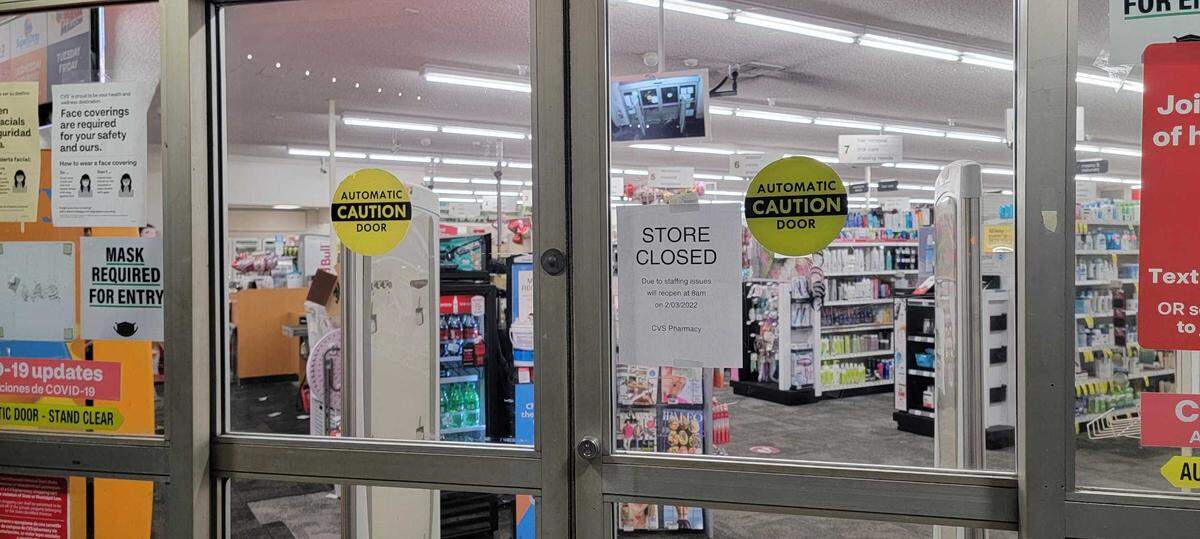 The CVS on Broad and Marsh streets in downtown San Luis Obispo was closed after an alleged robbery on Wednesday. A sign on the door read “due to staffing issues we will reopen at 8 a.m. on (Thursday).”