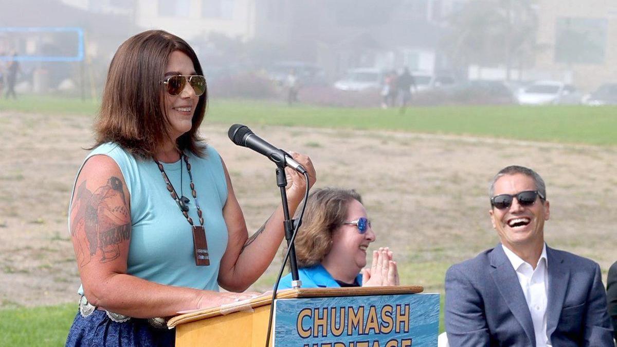 Violet Sage Walker, the chairwoman of the Northern Chumash Tribal Council, spoke about the years-long effort to create the Chumash Heritage National Marine Sanctuary on Oct 14, 2024.