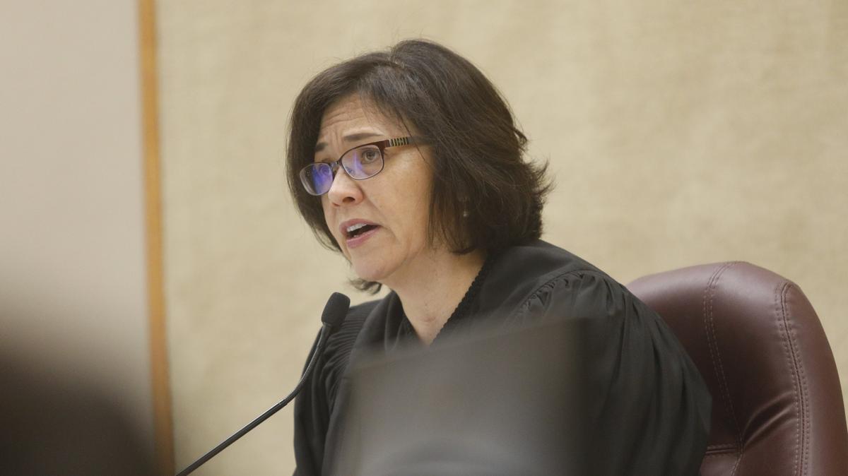 Jacquelyn Duffy sentences Michael Benadiba, one of three teens (at the time) charged in the aftermath of an arson fire at SLOHS computer lab in December 2016.