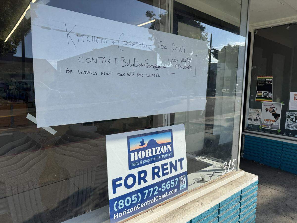 The Babydudes storefront at 315 Morro Bay Blvd. in Morro Bay is now available to rent, according to a sign posted to a window of the former sandwich and burger business.