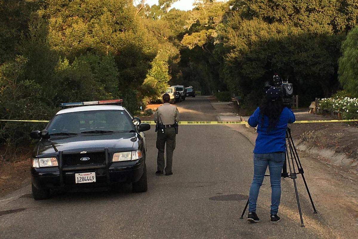 Crime scene tape blocks the 4100 block of Mariposa Drive in Hope Ranch in October 2019 after the wife of “Tarzan” actor Ron Ely was found dead inside her home, an apparent homicide victim. The couple’s son, Cameron Ely, was shot and killed by deputies in what the Santa Barbara County District Attorney’s Office called a justifiable homicide.