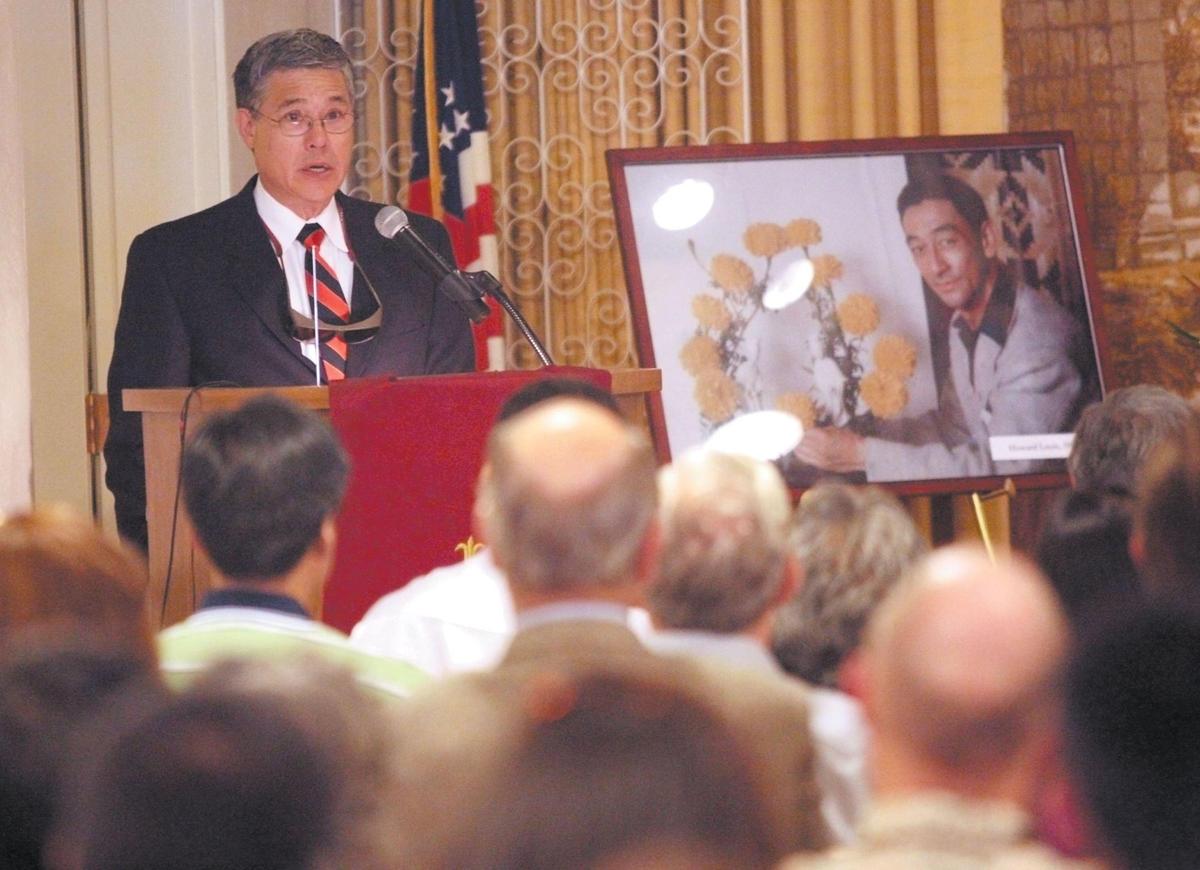 Dr. James Watson remembered his grand uncle Howard Wong Louis who died at the age of 100. Louis saved the historic Ah Louis Store from the San Luis Obispo city parking lot designers in the 1950’s and kept the memory of Chinatown alive with his stories. Watson spoke at the funeral held at Reis Family Mortuary August 22, 2008.