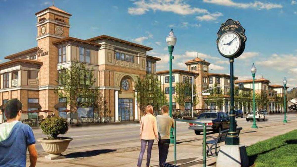 The La Plaza development by Mike Zappas, shown here in a rendering, will bring shops and restaurants to the ground floor and apartments of varying sizes to the upper two floors.