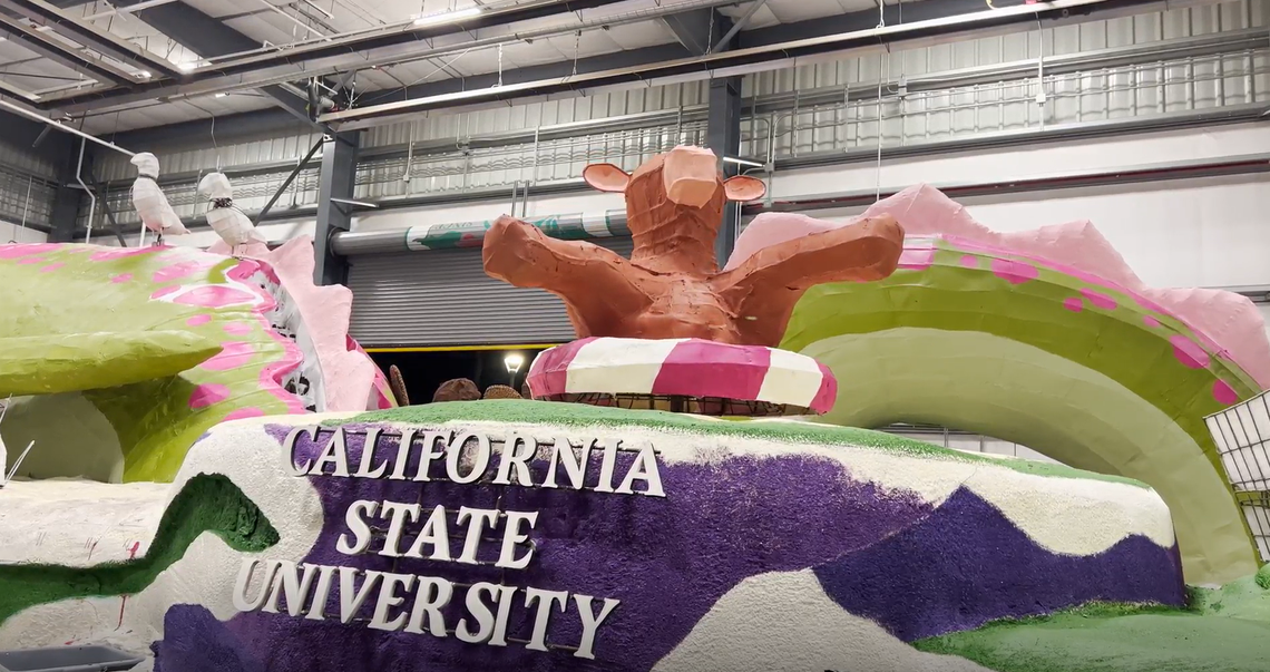 Cal Poly students christened the universities’ 2025 Rose Parade float before sending it off to Pasadena to be decorated ahead of its big New Year’s Day appearance.&nbsp;