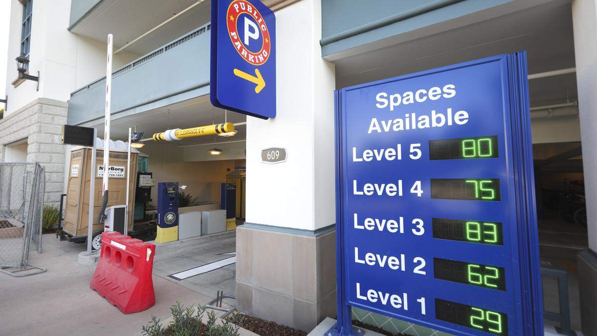 The San Luis Obispo parking garage on Palm St. next to Mission Prep is getting closer to being finished on Jan. 28, 2026.