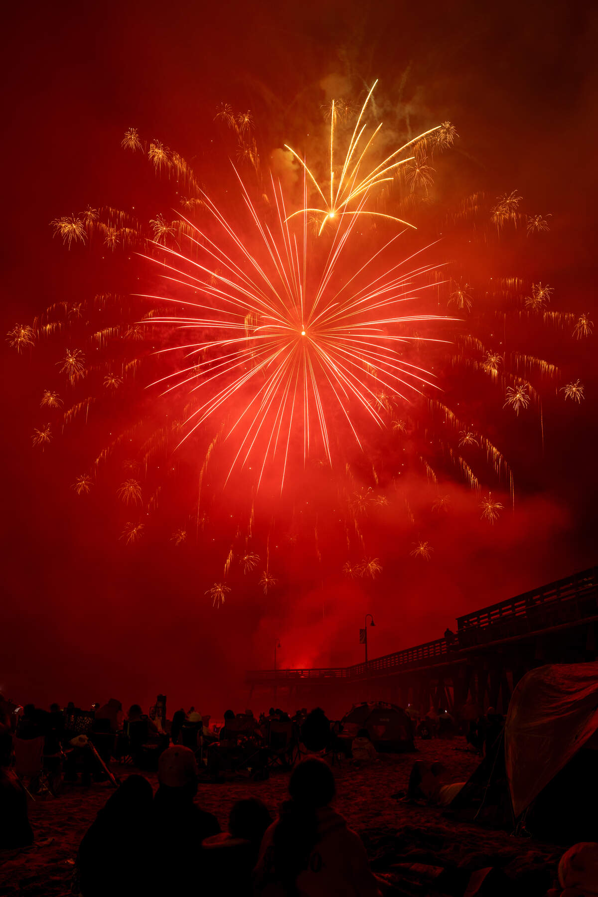 Thousands of visitors flocked to Pismo Beach for Fourth of July celebrations and fireworks the evening of July 4, 2026.