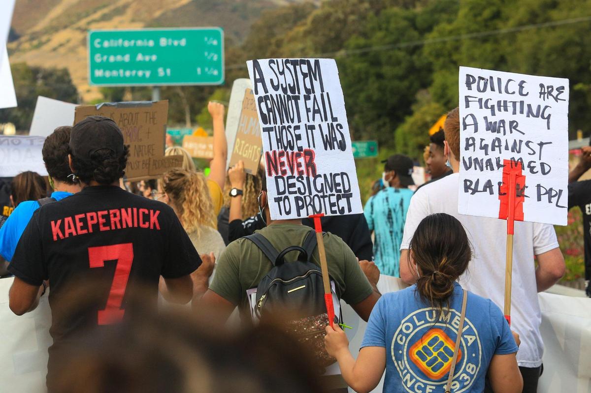 Anti-racism protesters held demonstrations in San Luis Obispo in July 2020 after Sheriff Ian Parkinson claimed systemic racism doesn't exist in SLO County. At one point, protesters marched onto Highway 101.