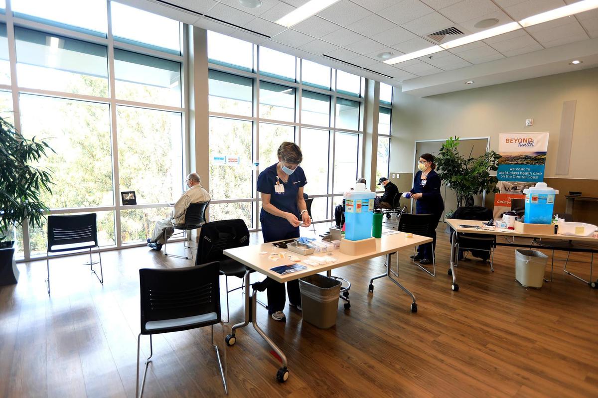 French Hospital is running a COVID-19 vaccination clinic at the Copeland Health Education Pavilion. It began administering vaccinations for SLO County residents 75 years and older on Friday, Jan. 29, 2021.