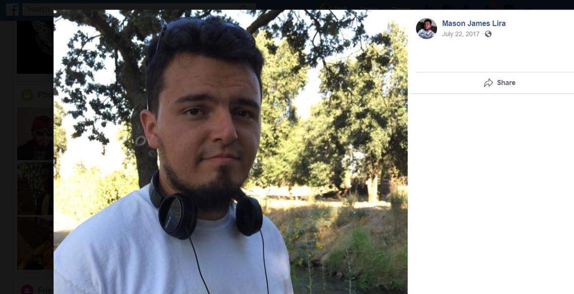 A screen capture of the Facebook page of Mason James Lira, 26, who authorities say is a transient from Monterey County. Lira is suspected of shooting and killing a homeless Paso Robles man and engaging in a gun battle with county sheriff’s deputies, wounding one, on June 10, 2020.