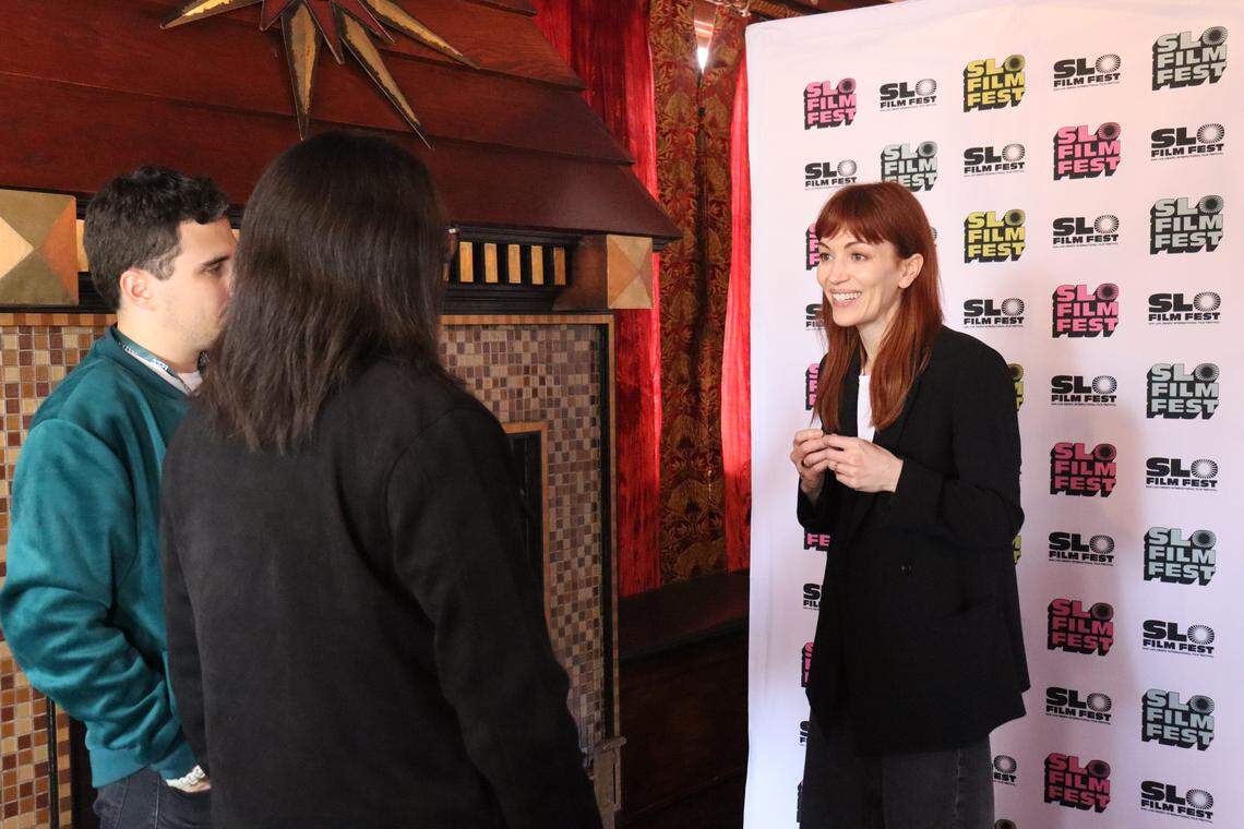 “Severance” star Britt Lower walked the red carpet at the San Luis Obispo International Film Festival on April 26, 2026, for the showing of her new film “Sender.”