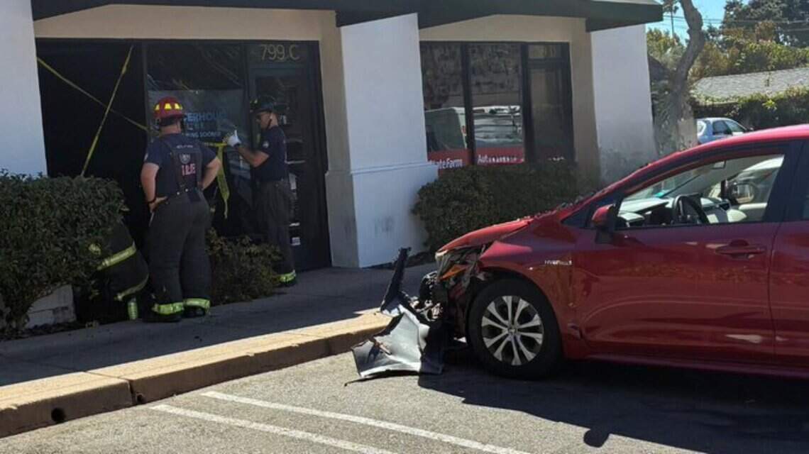 Car crashes into front of new fitness studio in SLO