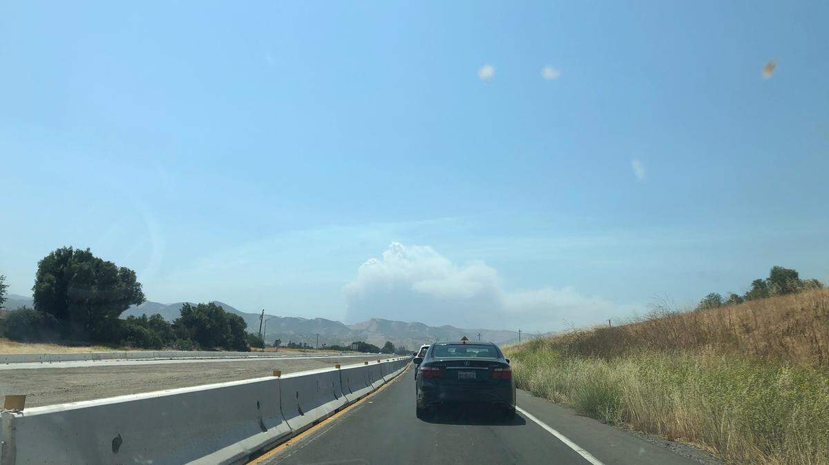 Smoke plume from the Willow Fire could be seen Sunday morning on Highway 101 in King City.