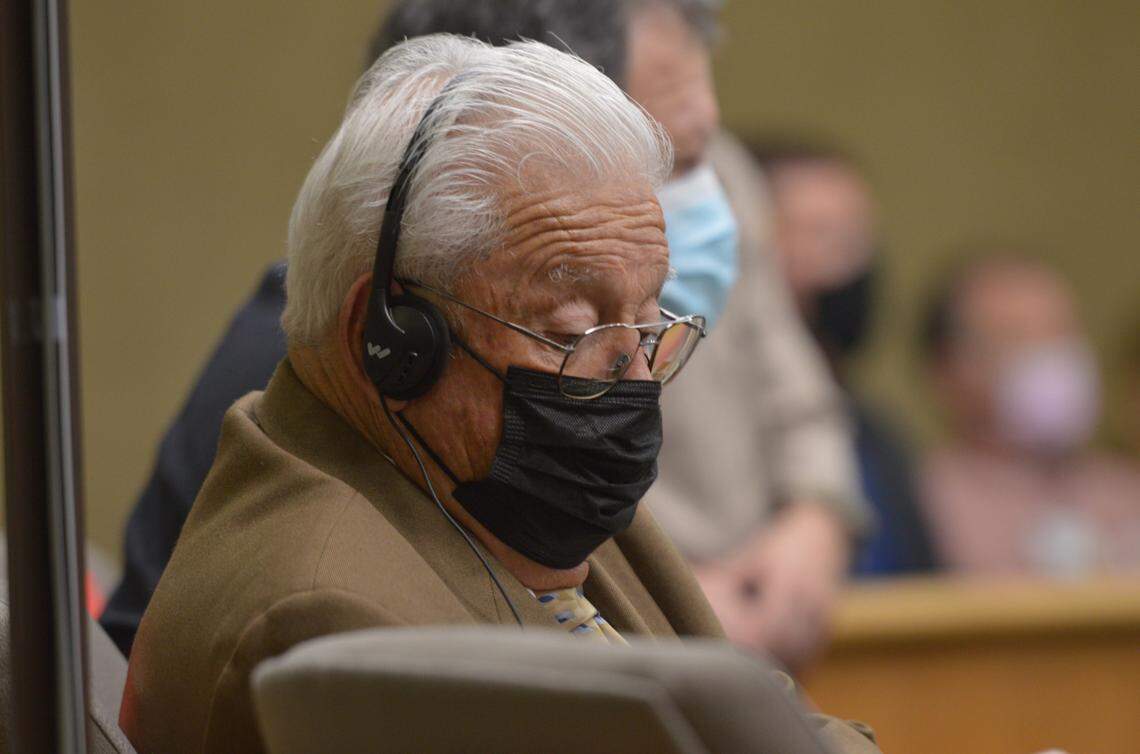 Ruben Flores appears in San Luis Obispo Superior Court on Tuesday, Aug. 31, 2021, during a preliminary hearing for him and his son, Paul Flores. The hearing continued Monday.