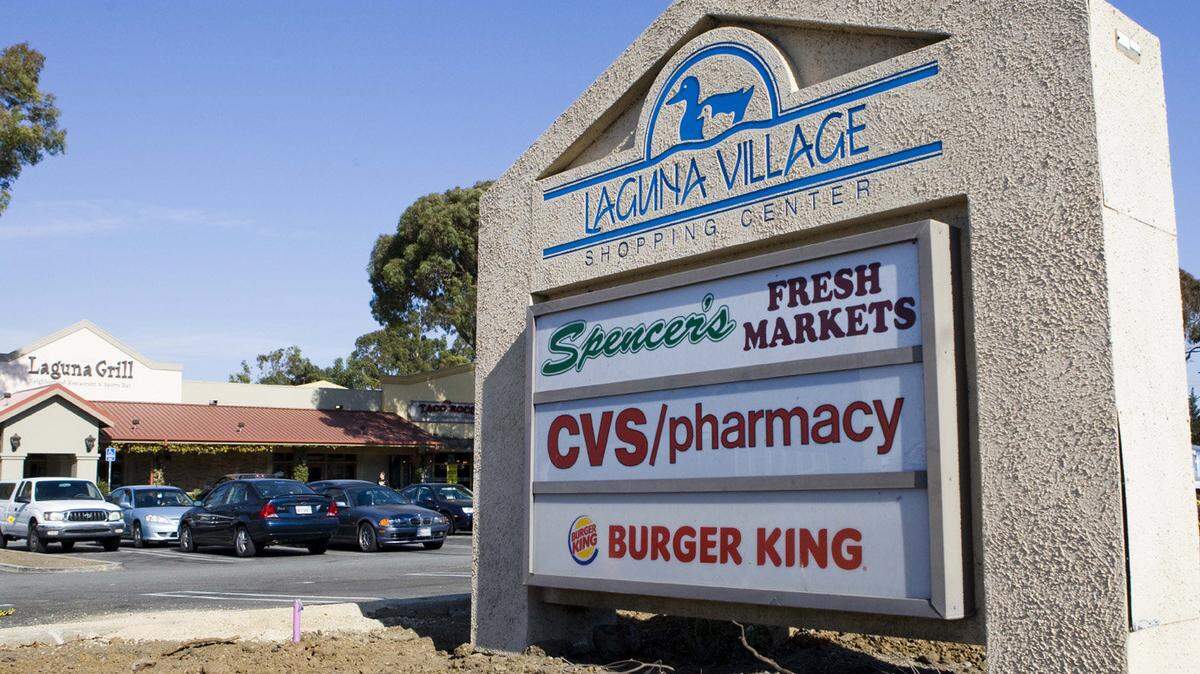 The Laguna Village Shopping Center on Madonna Road in San Luis Obispo.