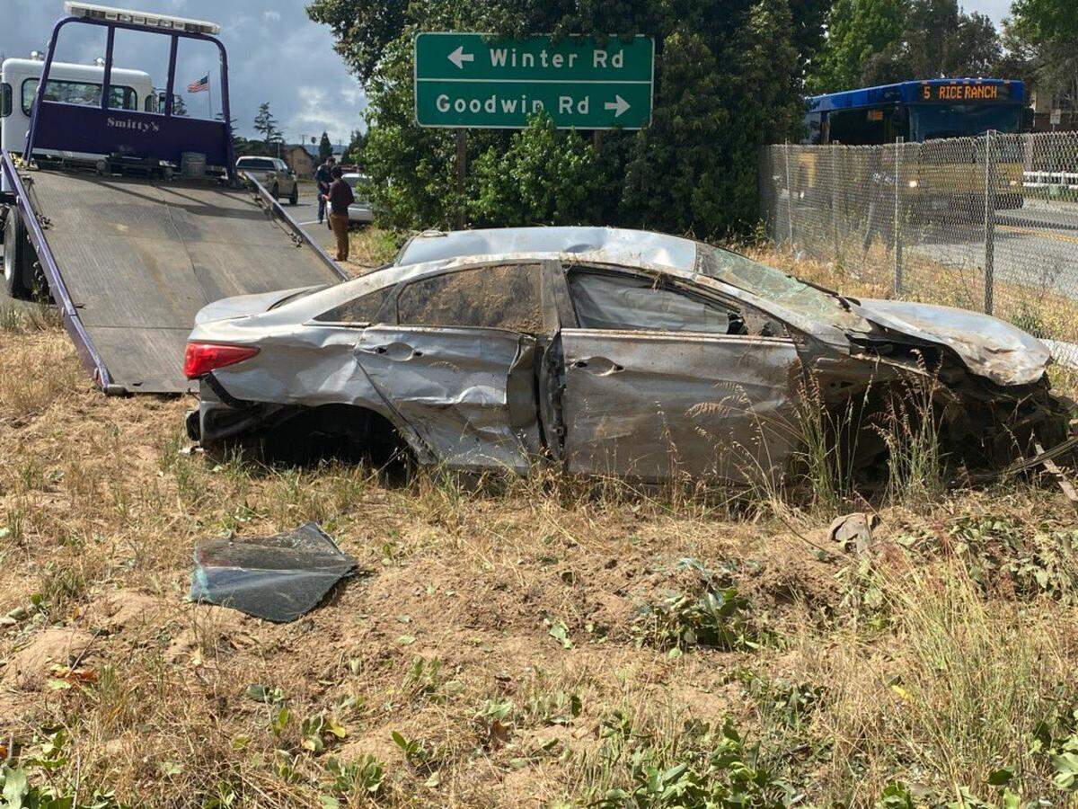 A three-vehicle collision in Santa Maria left two people injured, one of whom was airlifted to the hospital.