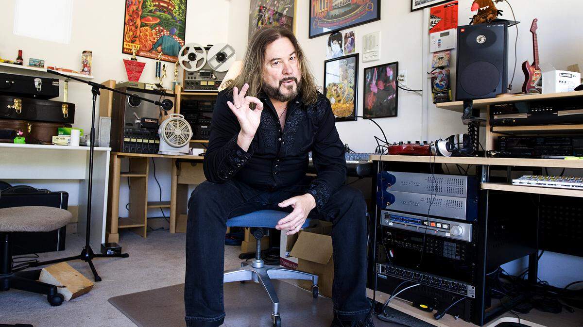 Kenny Lee Lewis of the Steve Miller Band, which will be headlining this year's Avila Beach Blues Festival, in his home studio in San Luis Obispo.