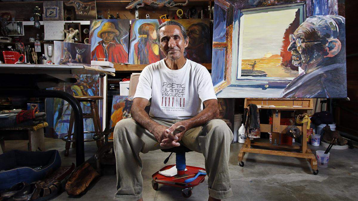 Artist Guillermo Willie of Los Osos, who spent 38 years in prison, will show his work in his garage studio.