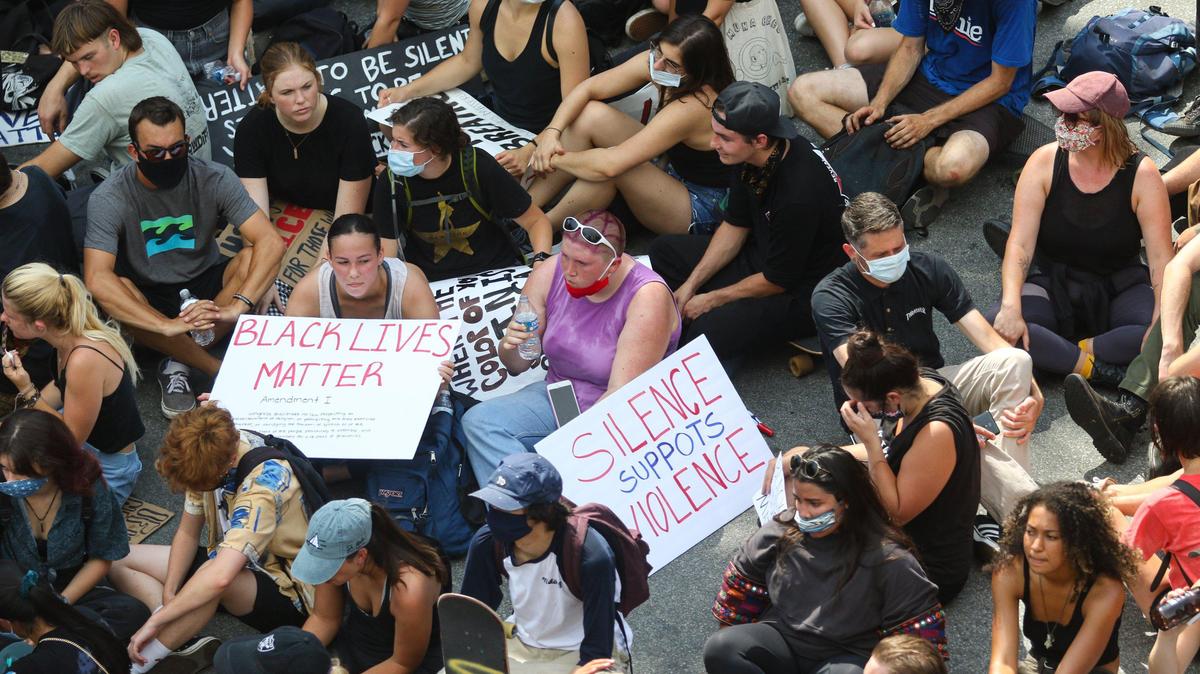 A Black Lives Matter protest march in San Luis Obispo.