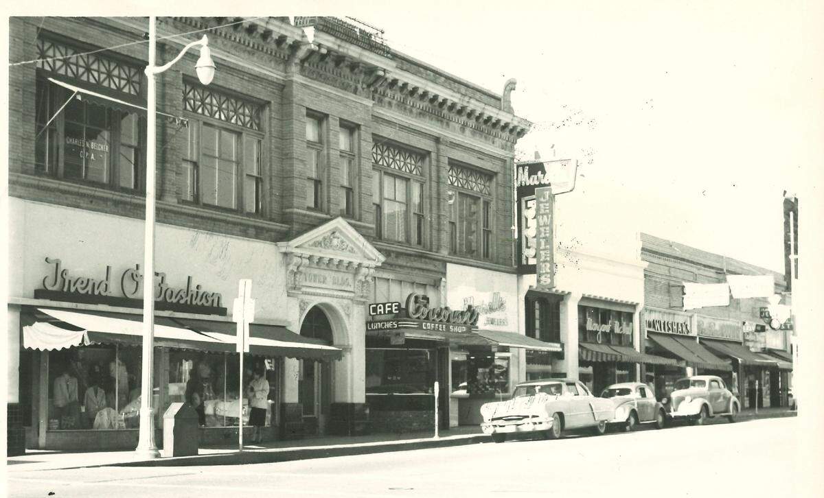 A photograph of the then-named Tower Building on Higuera Street in 1960 shows some of the renovations that had occurred to the building over the years, including the lower exterior featuring larger windows and what appears to be a stucco facade.