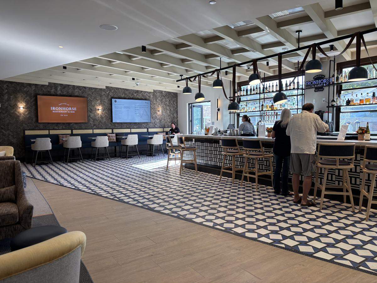 The Iron Horse restaurant and bar at the Cambria Hotel Templeton-Paso Robles increases its number of tables once the dinner portion starts at 5 p.m., extending the restaurant into the lobby.