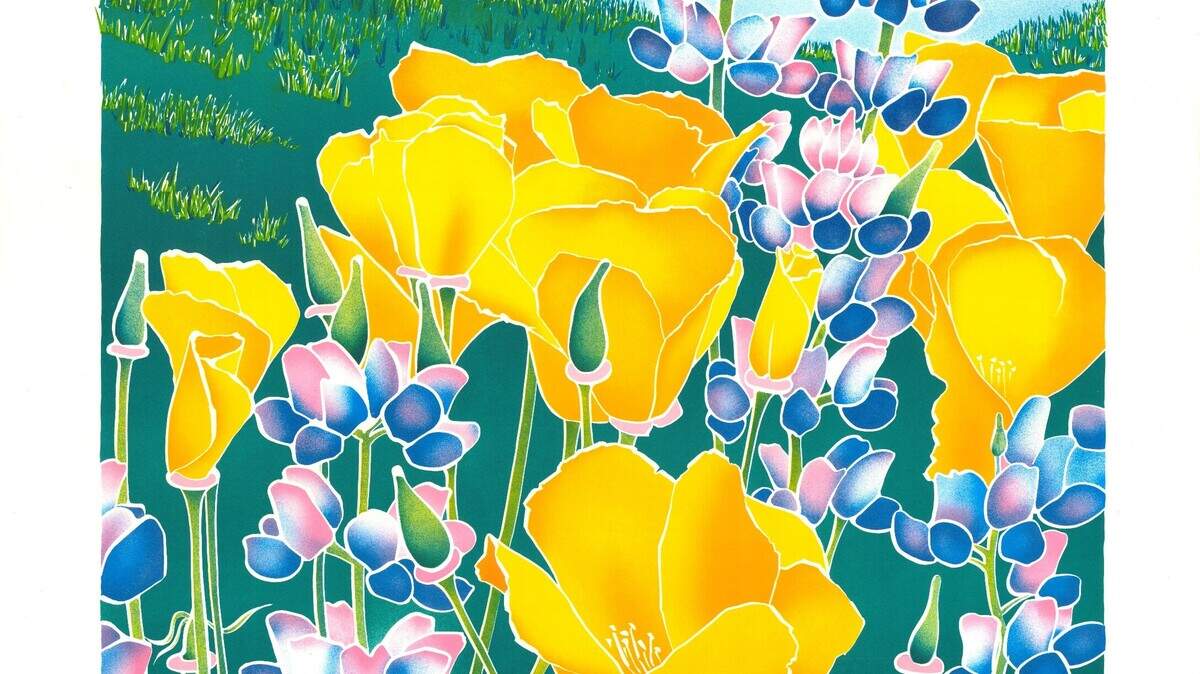 The poster Ann Laddon created for the first Art and Adventure Auction to benefit Greenspace, The Cambria Land Trust, which drew attention to conservation along Santa Rosa Creek, has become a prized collectible.