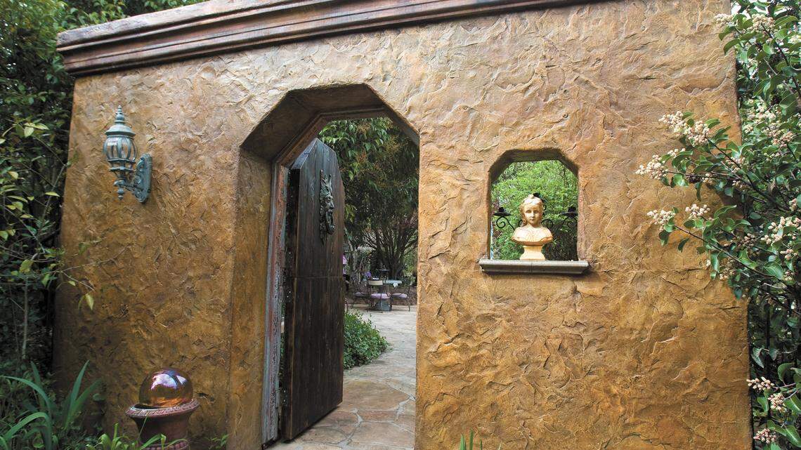 The 'castle wall' entrance gives a hint of the whimsical world inside.