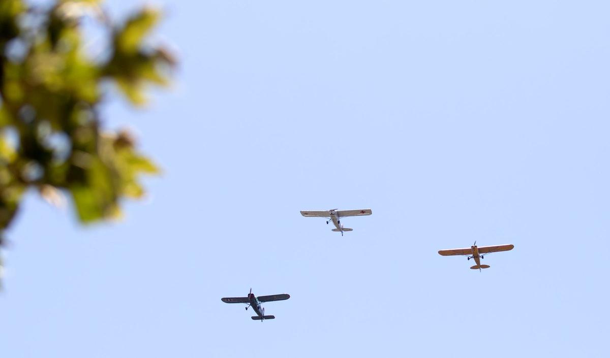 The Estrella Warbirds flew over the Atascadero ceremony.