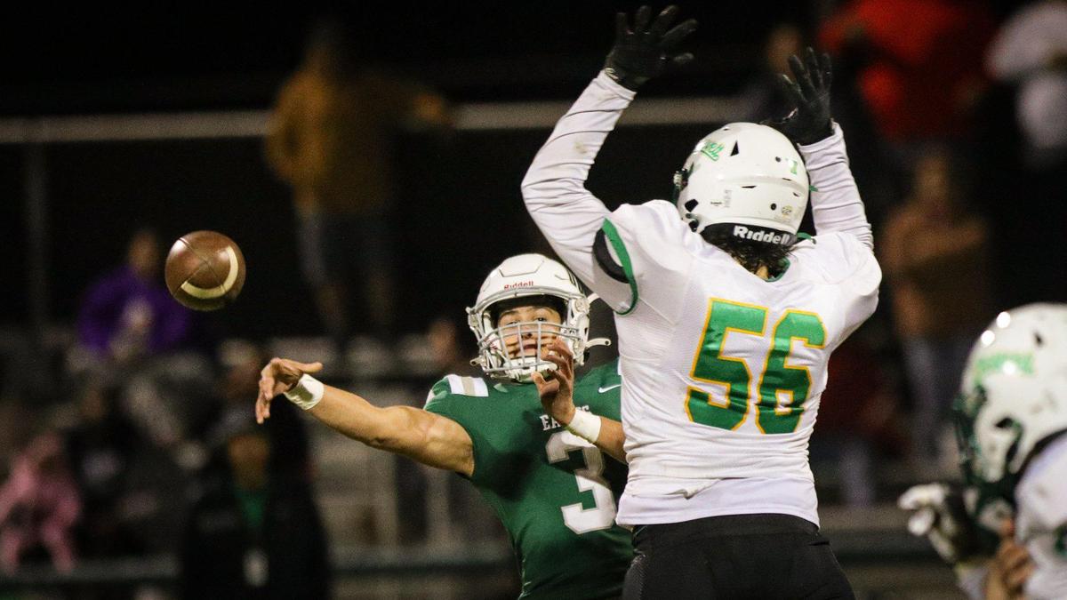 Anthony Chaves throws in traffic. Templeton beat Roosevelt 27-14 on Nov. 4, 2022, in a first-round playoff football game.