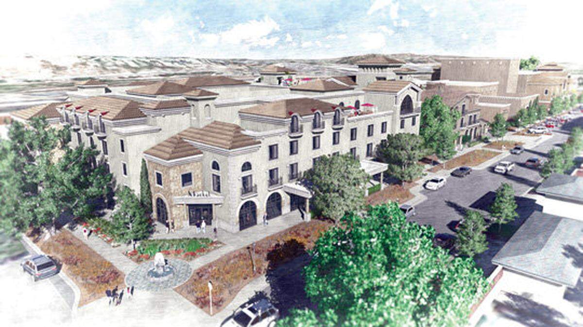 The proposed Pine Street Promenade would bring a hotel, performing arts center, public market and parking structure to the heart of Paso Robles. 