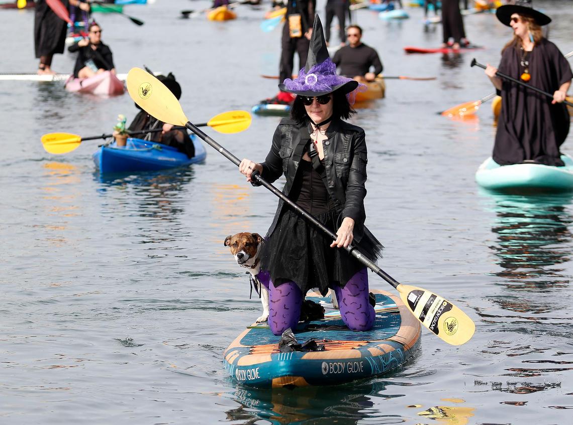 Witches and warlocks took over the waters in Morro Bay on Saturday, Oct. 26, 2024, for their annual cackling cruise around the harbor.