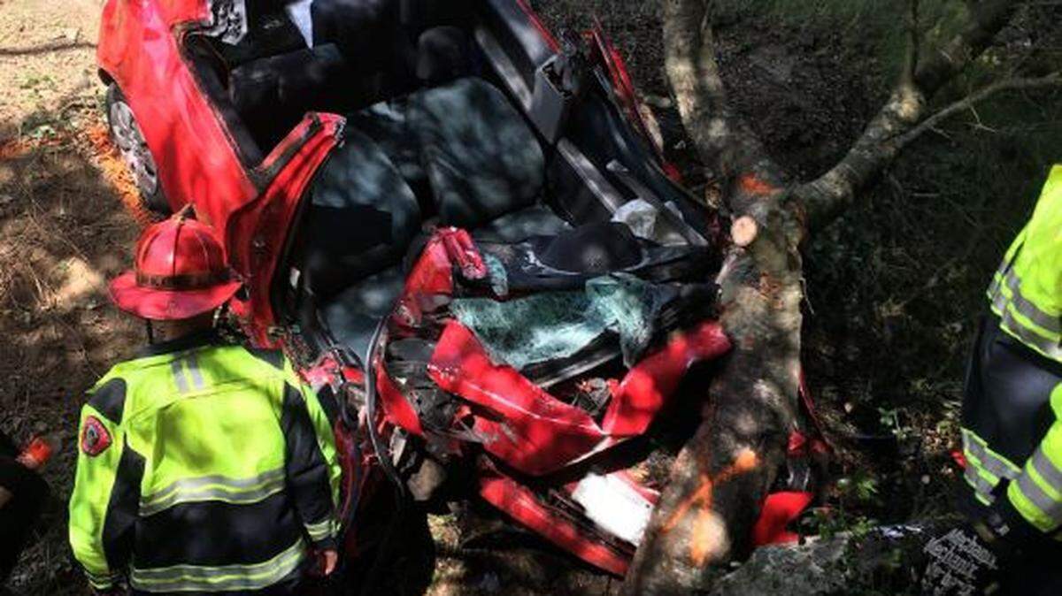 A woman was seriously injured and had to be extricated after the car she was in crashed into a tree on Highway 41 near Los Altos Road