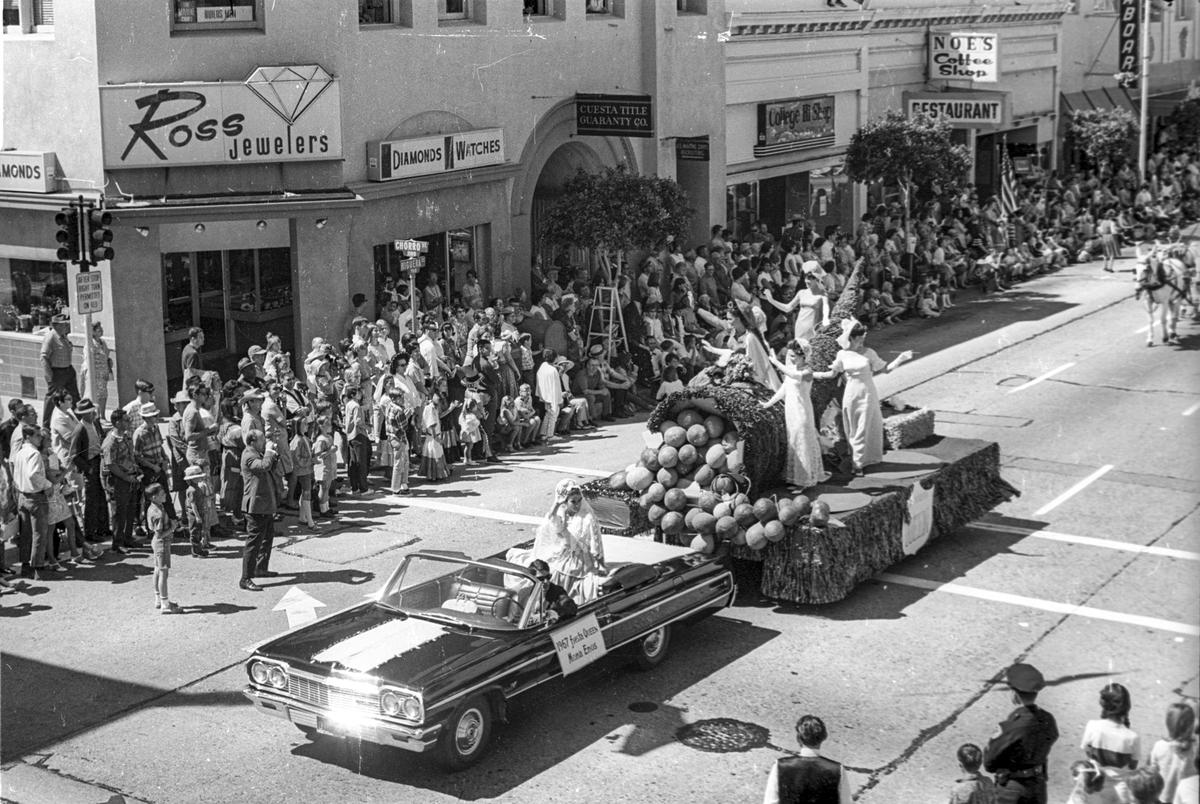 John Glenn visited San Luis Obispo on May 18, 1968 during La Fiesta. The former astronaut spoke from the side of Mission San Luis Obispo de Tolosa to a crowd on Monterey Street as he campaigned for Robert F. Kennedy’s presidential bid.