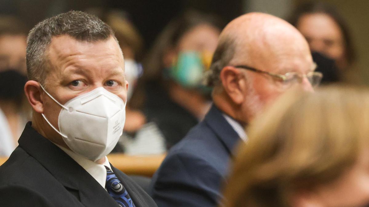 Paul Flores appears in San Luis Obispo Superior Court on Tuesday, Aug. 3, 2021, during the second day of his preliminary hearing. He is accused of murdering missing Cal Poly student Kristin Smart.