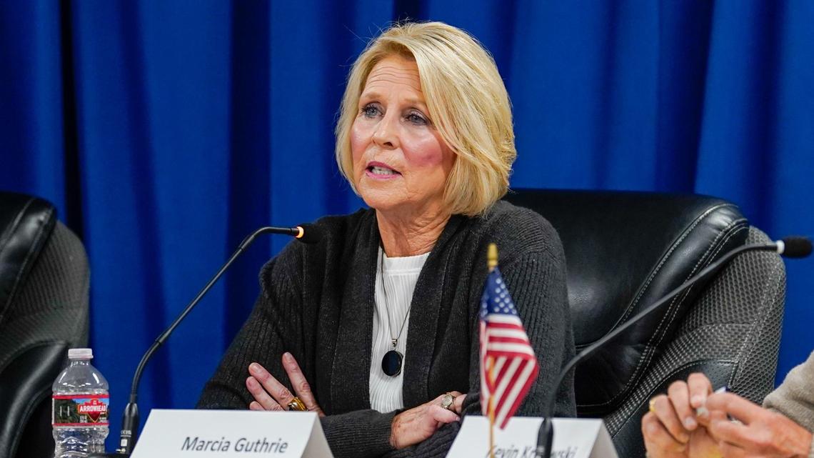 Pismo Beach Councilmember Marcia Guthrie participates in a League of Women Voters candidate forum Thursday, Oct. 10, 2024. 