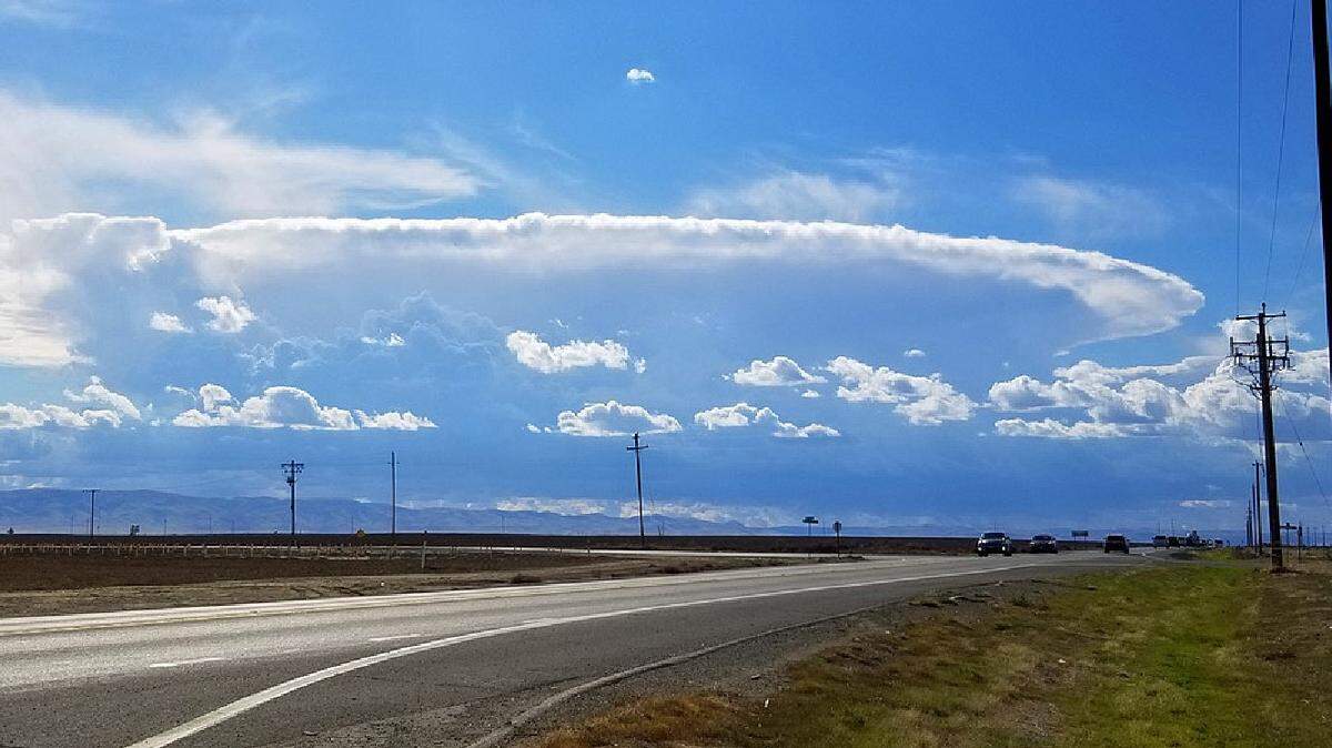 Beth Marshall, a former National Weather Service forecaster, took this photo from the Lost Hills area looking southwest of a massive cumulonimbus incus, or, anvil cloud, on Friday, March 12, 2021.