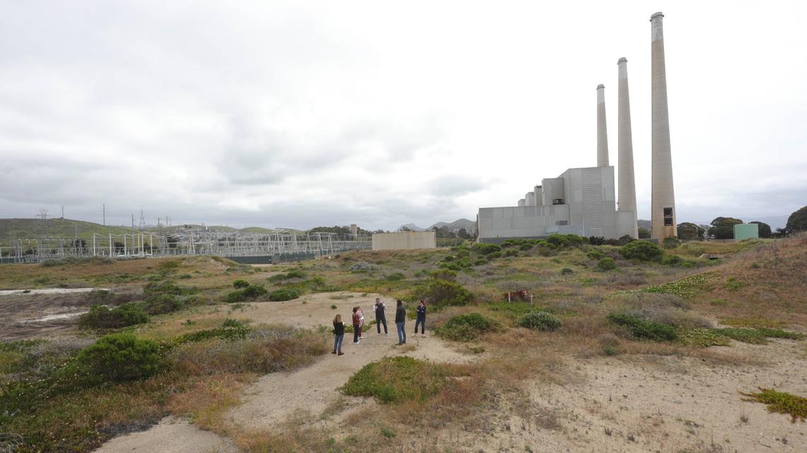 Vistra Corp. applied to build battery storage facility on a former tank farm, shown in the foreground on April 24, 2024. The old Morro Bay Power Plant in the background of the photo would be torn down.